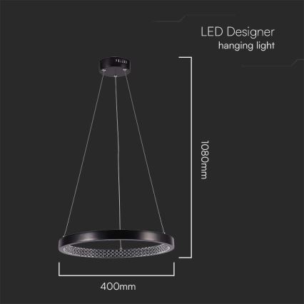 LED Chandelier on a string LED/19W/230V 4000K black