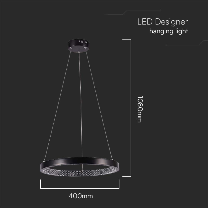 LED Chandelier on a string LED/19W/230V 4000K black