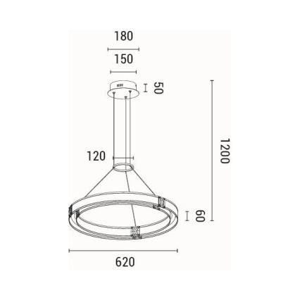 LED Chandelier on a string LED/21W/230V 3000K 42x120 cm