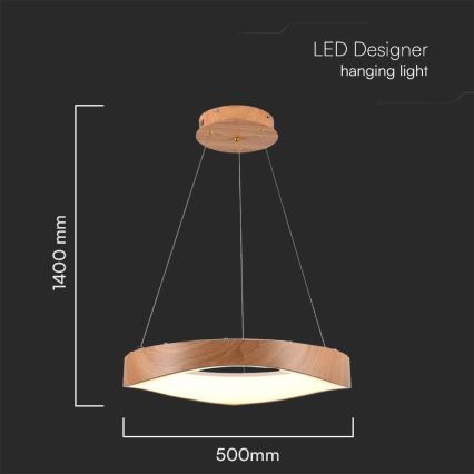 LED Chandelier on a string LED/25W/230V 3000K ø 50 cm brown