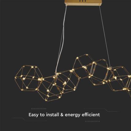 LED Chandelier on a string LED/28W/230V 3000K gold