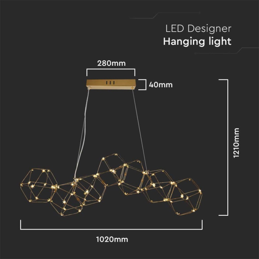LED Chandelier on a string LED/28W/230V 3000K gold