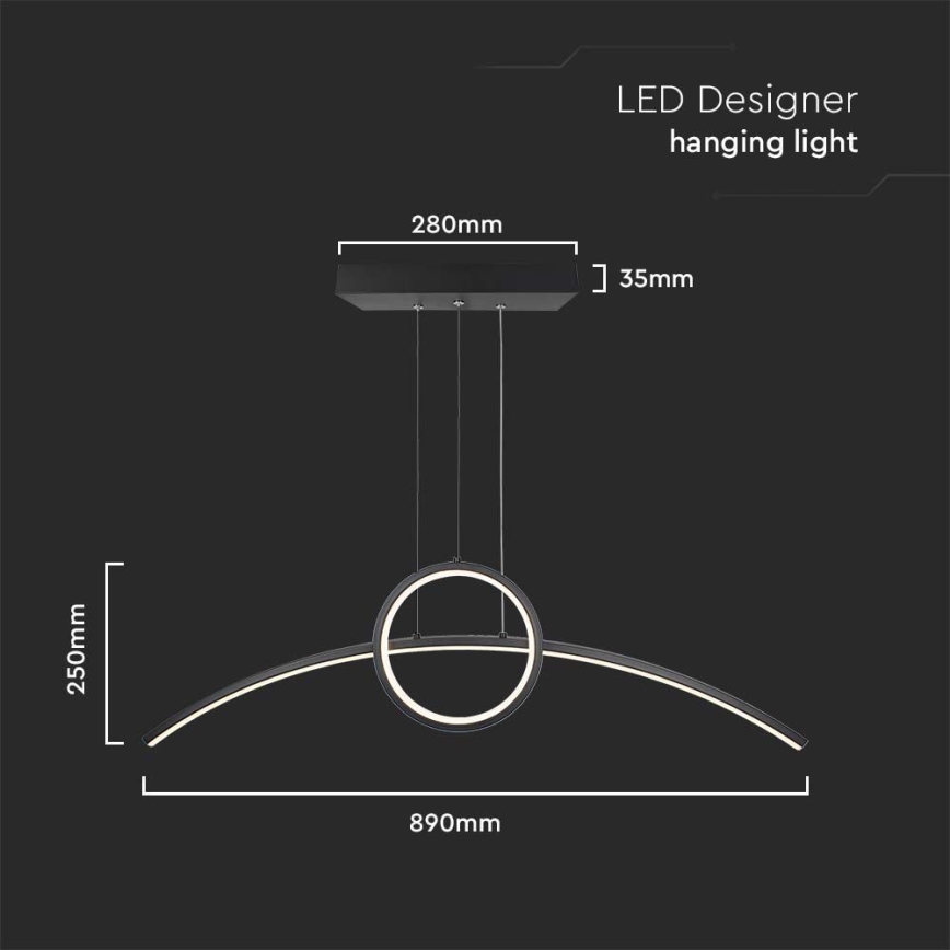 LED Chandelier on a string LED/30W/230V 4000K 88 cm black
