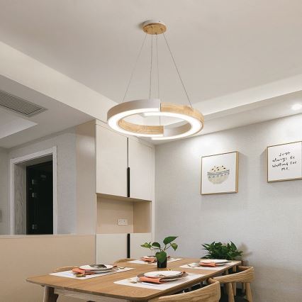 LED Chandelier on a string LED/32W/230V 3000K white/wood