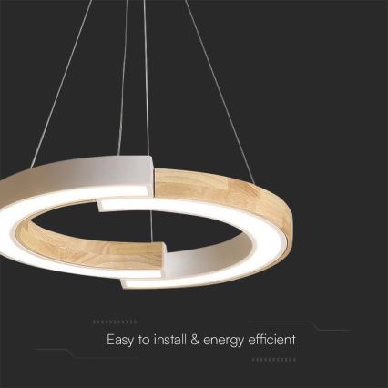 LED Chandelier on a string LED/32W/230V 3000K white/wood