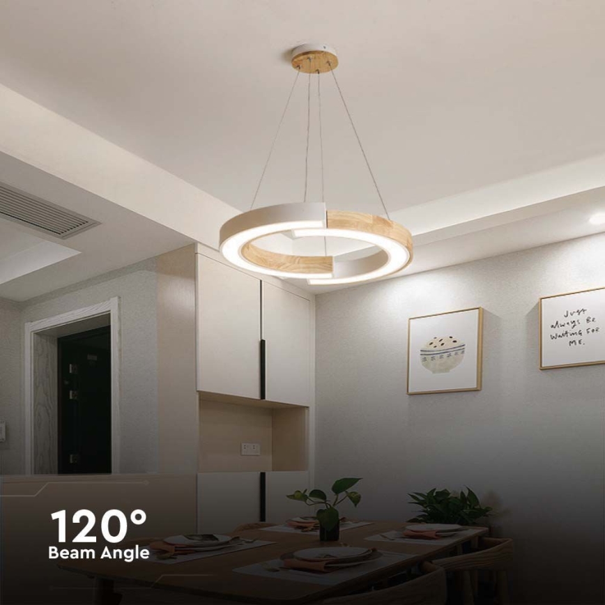 LED Chandelier on a string LED/32W/230V 3000K white/wood