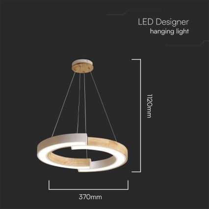 LED Chandelier on a string LED/32W/230V 3000K white/wood