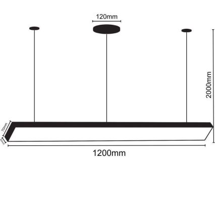 LED Chandelier on a string LED/32W/230V 4000K d. 120 cm black