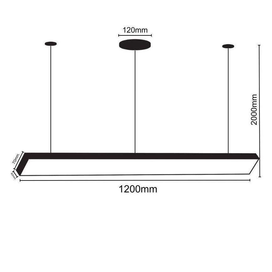 LED Chandelier on a string LED/32W/230V 4000K d. 120 cm black