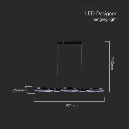 LED Chandelier on a string LED/38W/230V 4000K black
