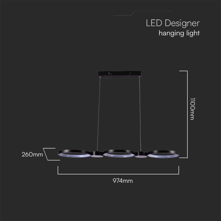 LED Chandelier on a string LED/38W/230V 4000K black
