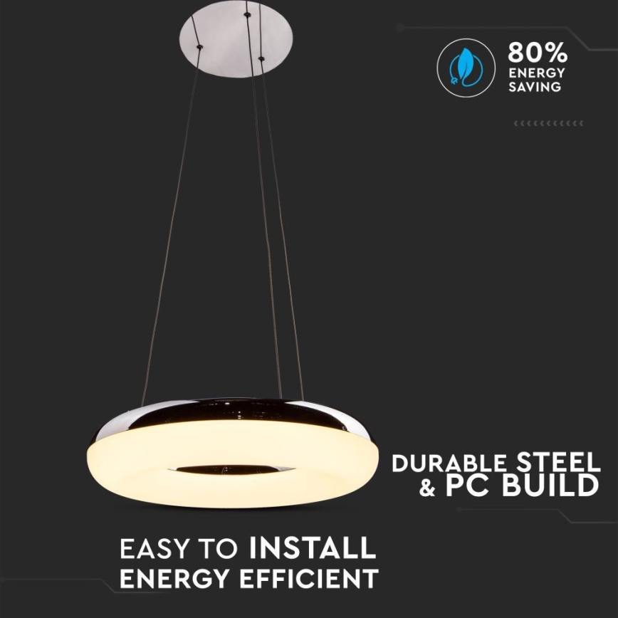 LED Chandelier on a string LED/40W/230V 3000K d. 40 cm shiny chrome