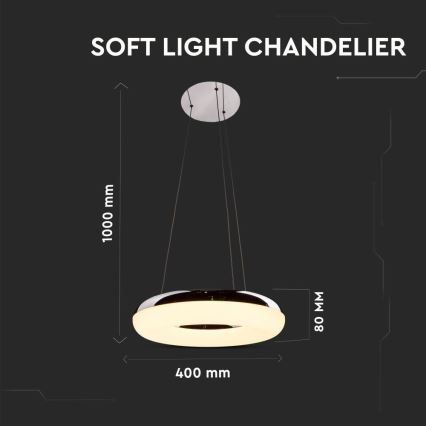 LED Chandelier on a string LED/40W/230V 3000K d. 40 cm shiny chrome