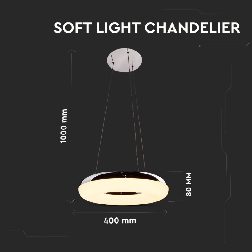 LED Chandelier on a string LED/40W/230V 3000K d. 40 cm shiny chrome