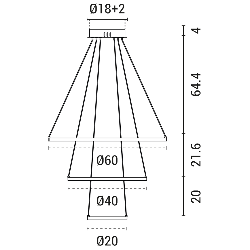 LED Chandelier on a string LED/42W/230V 3000K black