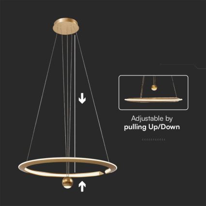 LED Chandelier on a string LED/45W/230V 3000K d. 62 cm gold