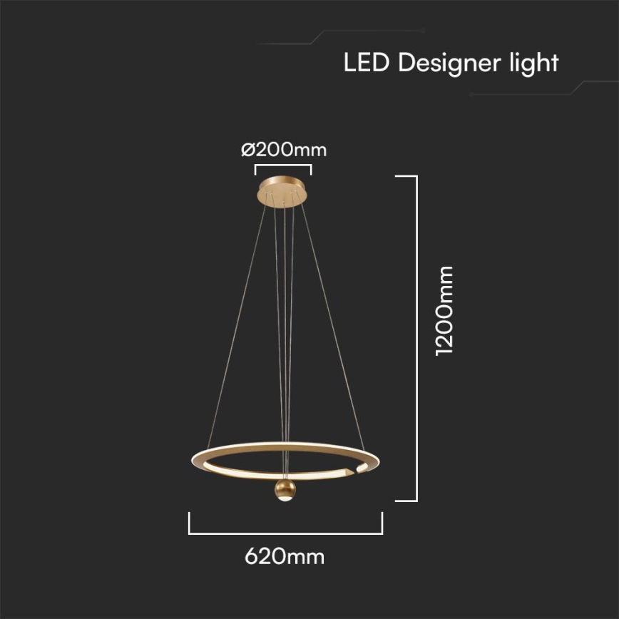 LED Chandelier on a string LED/45W/230V 3000K d. 62 cm gold