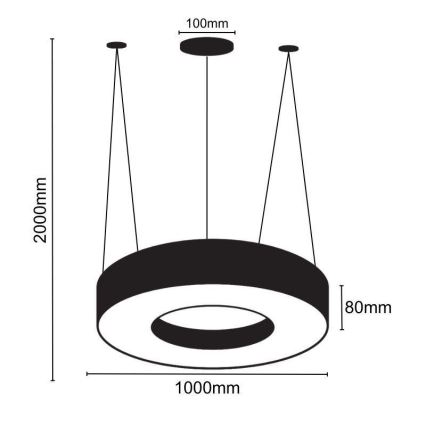 LED Chandelier on a string LED/50W/230V 4000K d. 100 cm black
