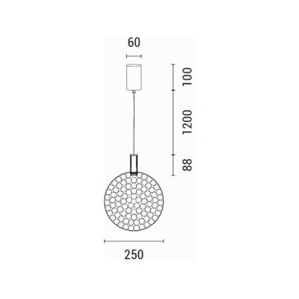 LED Chandelier on a string LED/6,3W/230V 3000K gold d. 25 cm