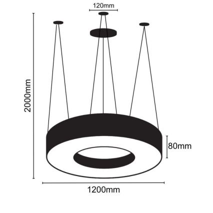 LED Chandelier on a string LED/60W/230V 4000K d. 120 cm black