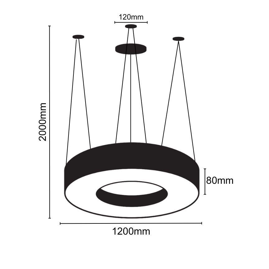 LED Chandelier on a string LED/60W/230V 4000K d. 120 cm black