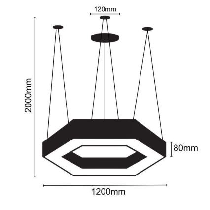 LED Chandelier on a string LED/60W/230V 4000K d. 120 cm