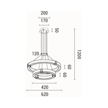 LED Chandelier on a string LED/62W/230V 3000K 62x120 cm