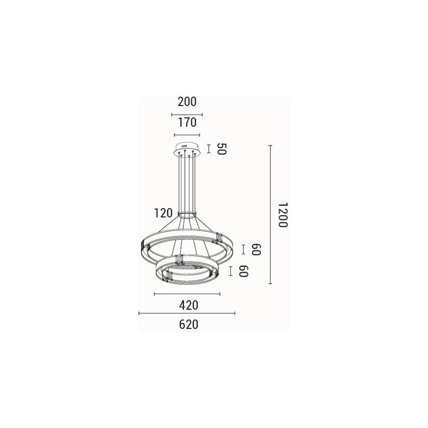 LED Chandelier on a string LED/62W/230V 3000K 62x120 cm