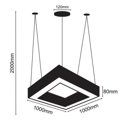 LED Chandelier on a string LED/70W/230V 4000K 100x100 cm black