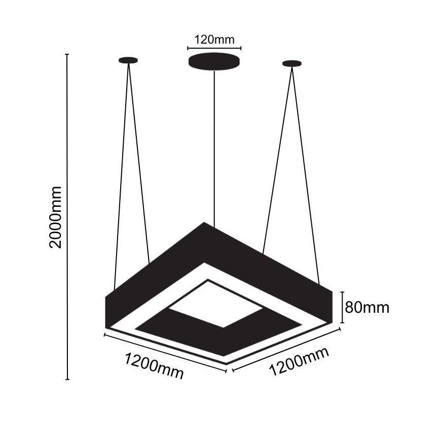 LED Chandelier on a string LED/80W/230V 4000K 120x120 cm black