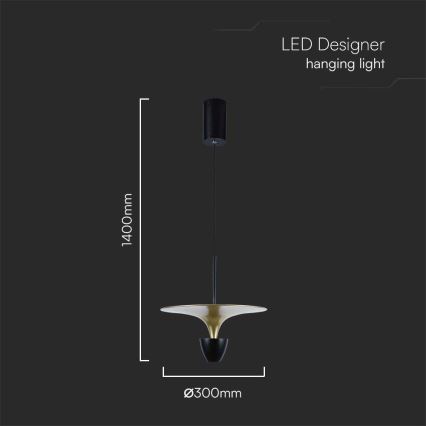 LED Chandelier on a string LED/9W/230V 4000K black/gold