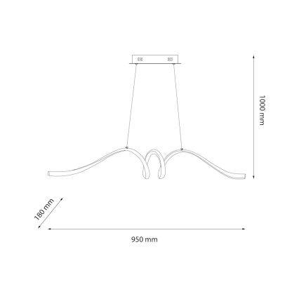 LED Chandelier on a string LOOP LED/28W/230V black