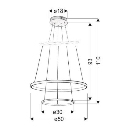 LED Chandelier on a string LUNE LED/40W/230V