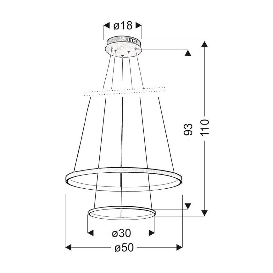 LED Chandelier on a string LUNE LED/40W/230V
