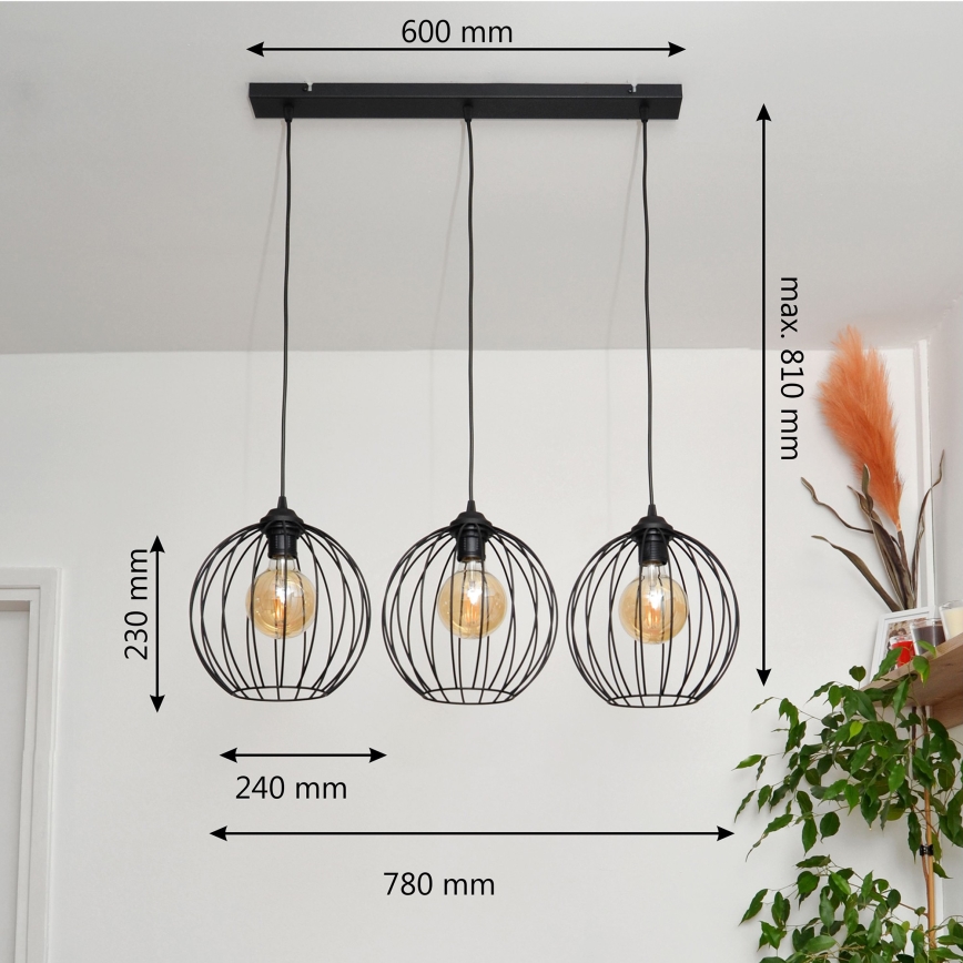 LED Chandelier on a string MERCURE 3xE27/15W/230V
