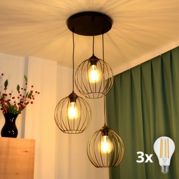 LED Chandelier on a string MERCURE 3xE27/15W/230V ø 50 cm black