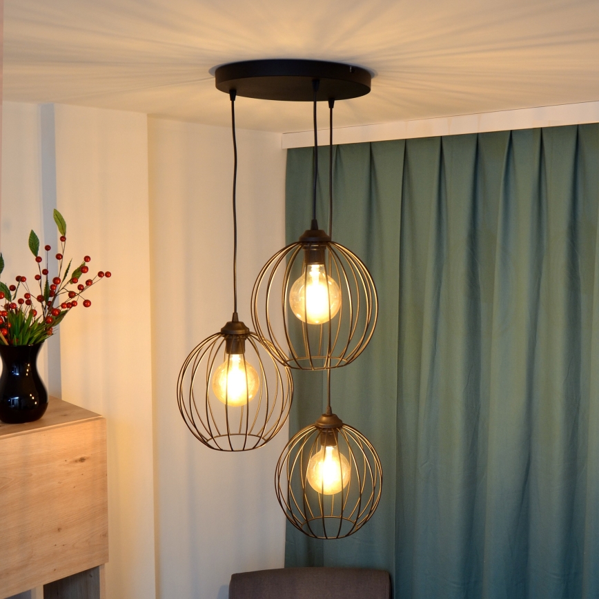 LED Chandelier on a string MERCURE 3xE27/15W/230V ø 50 cm black