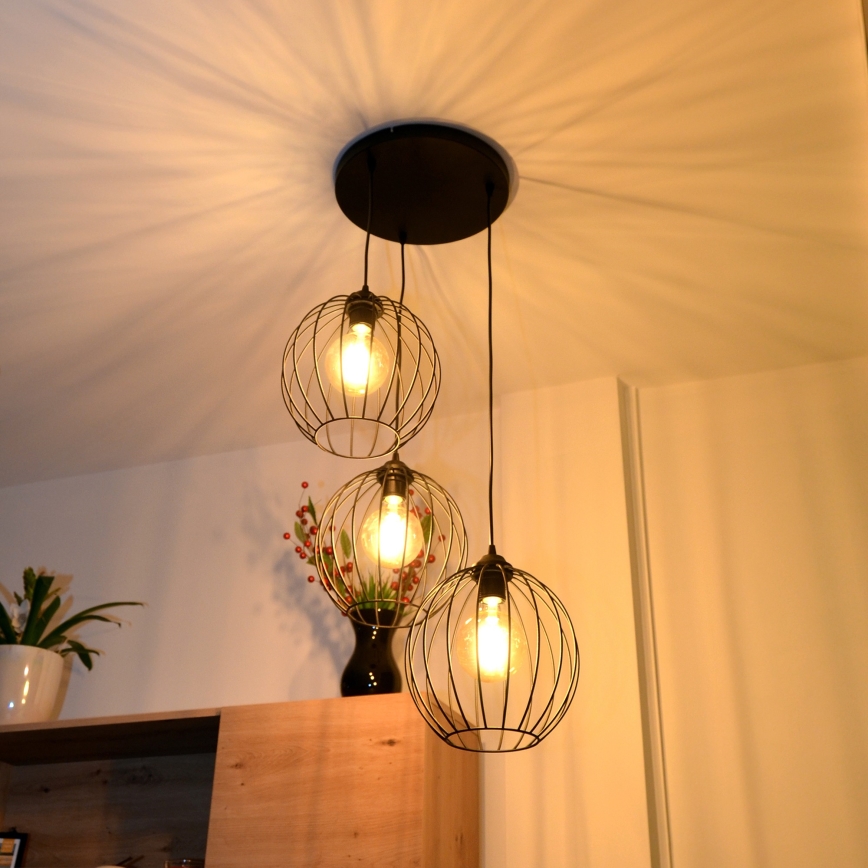 LED Chandelier on a string MERCURE 3xE27/15W/230V ø 50 cm black