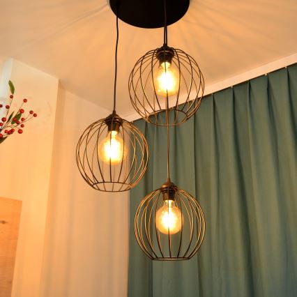 LED Chandelier on a string MERCURE 3xE27/15W/230V ø 50 cm black