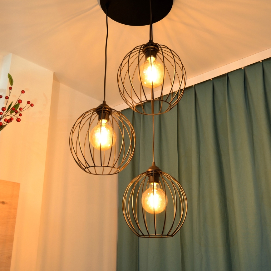 LED Chandelier on a string MERCURE 3xE27/15W/230V ø 50 cm black