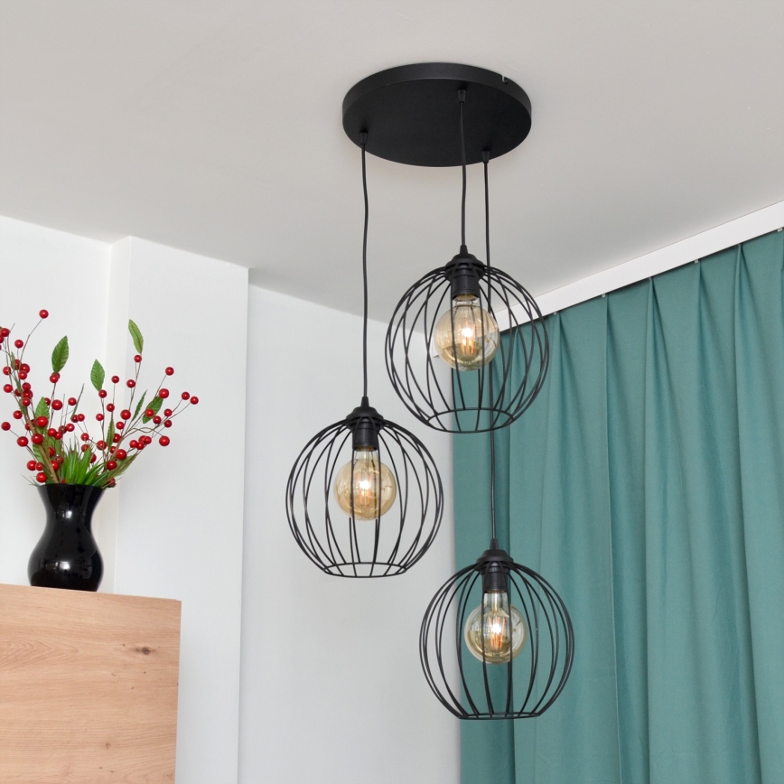LED Chandelier on a string MERCURE 3xE27/15W/230V ø 50 cm black