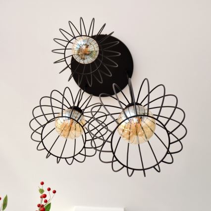LED Chandelier on a string MERCURE 3xE27/15W/230V ø 50 cm black