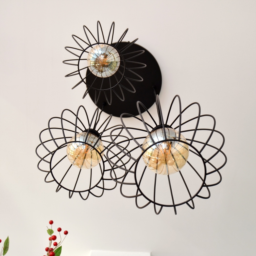 LED Chandelier on a string MERCURE 3xE27/15W/230V ø 50 cm black