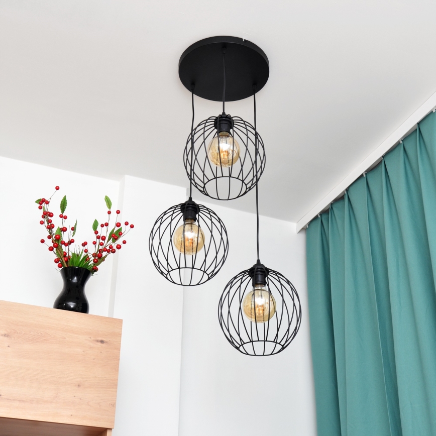 LED Chandelier on a string MERCURE 3xE27/15W/230V ø 50 cm black
