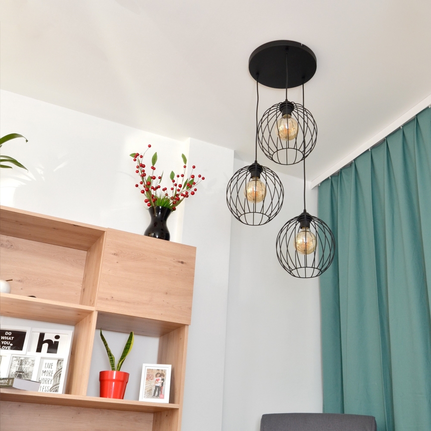 LED Chandelier on a string MERCURE 3xE27/15W/230V ø 50 cm black