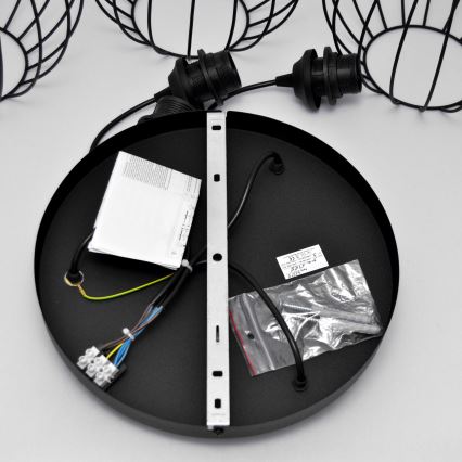 LED Chandelier on a string MERCURE 3xE27/15W/230V ø 50 cm black