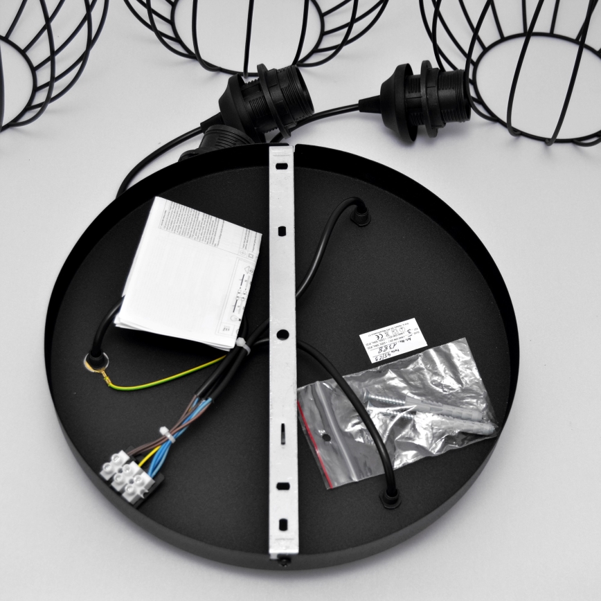 LED Chandelier on a string MERCURE 3xE27/15W/230V ø 50 cm black