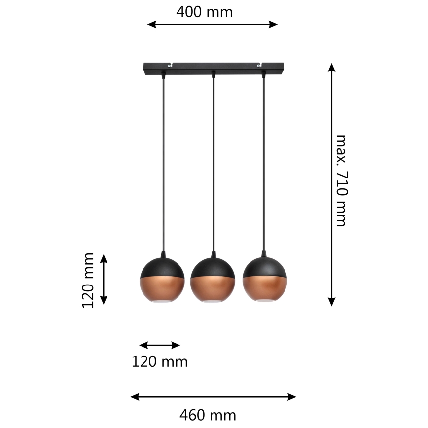 LED Chandelier on a string MIDWAY 3xGU10/4,8W/230V black/copper