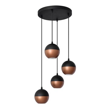 LED Chandelier on a string MIDWAY 4xGU10/4,8W/230V black/copper
