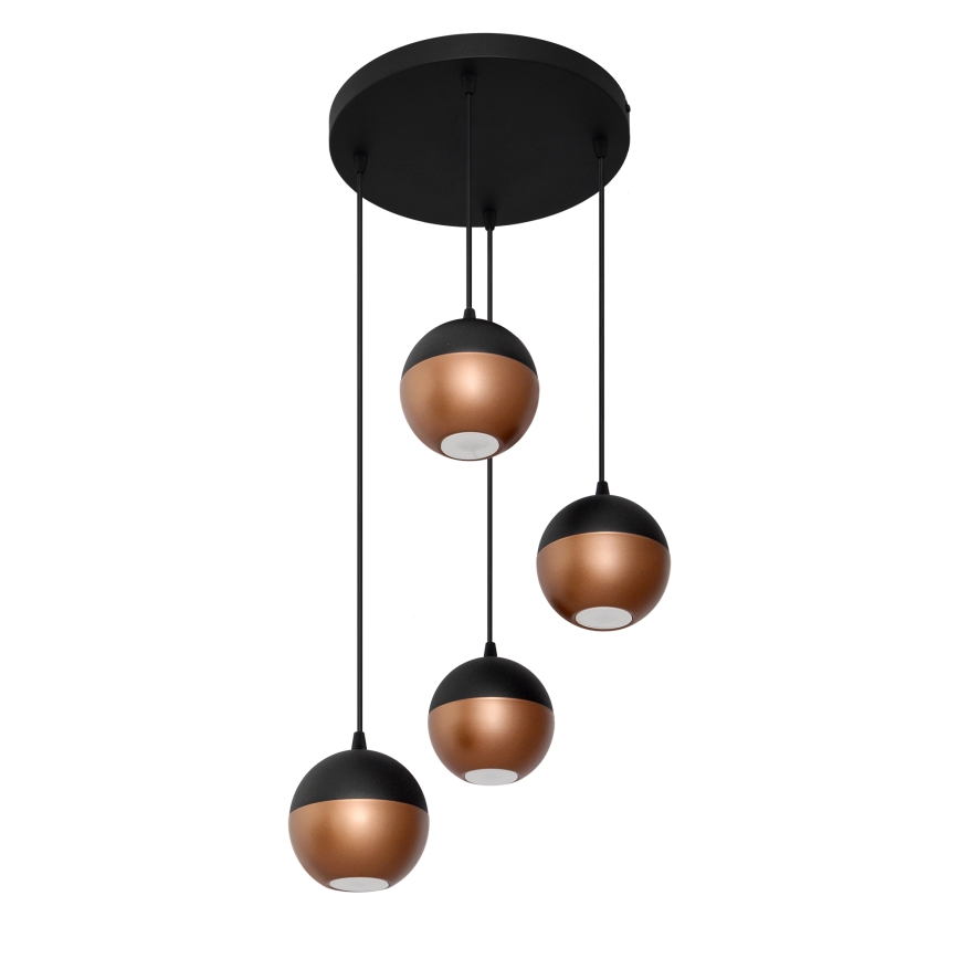 LED Chandelier on a string MIDWAY 4xGU10/4,8W/230V black/copper